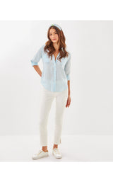 Sea View Button Down - Bluette X Resort White Butterfly Pattern