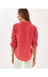 Sea View Button Down - Cane Coral X Sorbet Pink