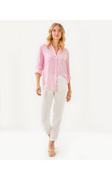 Sea View Button Down - Conch Shell Pink X Resort White
