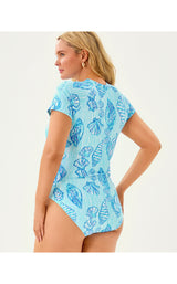 Randee Short Sleeve Rashguard Swimsuit - Cool As Shell
