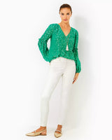 29" Eagan Shimmer Denim High Rise Skinny Jean - Coconut Metallic