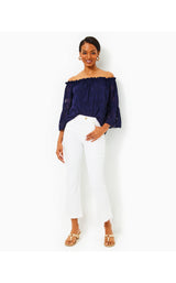 Annet High Rise Crop Flare Pant - Resort White