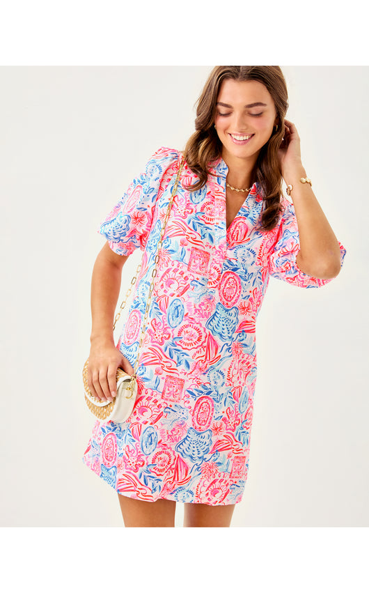 Mialeigh Elbow Sleeve Linen Dress - Sun Sea Sand