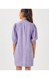 Mialeigh Elbow Sleeve Linen Dress - Tropicalia Purple X Resort White