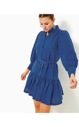 Drena Linen Dress - Martinique Blue