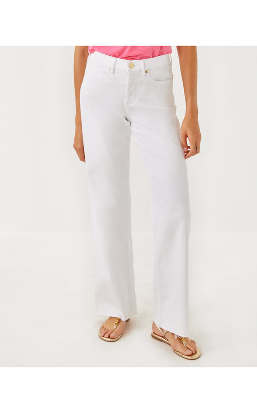 Aniston High Rise Straight Leg Pant - Resort White