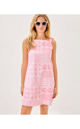 Gerad Shift - Conch Shell Pink Patchwork Eyelet