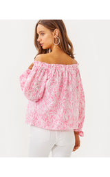 Jamielynn Long Sleeve Off the Shoulder Top - Rousseau Pink Tulip To Tango