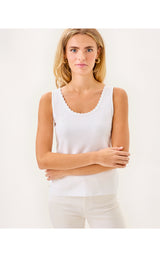 Gabbie Crochet Trimmed Knit Top - Resort White