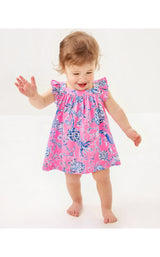 Plumeria Infant Dress - Rousseau Pink Barefoot Beachcombers