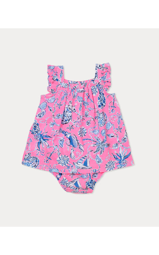 Plumeria Infant Dress - Rousseau Pink Barefoot Beachcombers