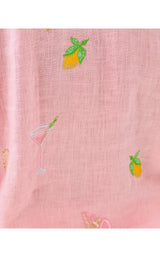 Sea View Button Down - Conch Shell Pink Happy Hour Embroidery