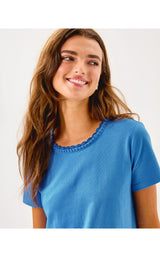 Clairmont Crochet Trimmed Knit Top - Sunwashed Blue