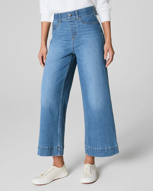 SPANXshape™ EveryWear Cropped Wide Leg Jeans - Stonewashed Blue