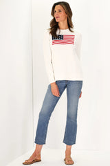 Ivory Casual Crew Flag Sweater