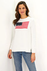 Ivory Casual Crew Flag Sweater