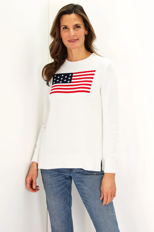 Ivory Casual Crew Flag Sweater