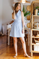 Ridley Dress - Sky Oxford Stripe