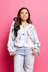 Blue & White Plaid Golf Tee Button Up Cardigan