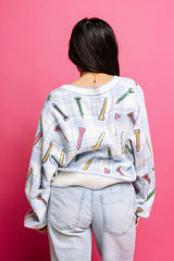 Blue & White Plaid Golf Tee Button Up Cardigan