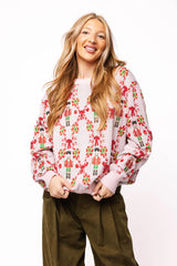 Light Pink Nutcracker & Candy Cane Sweater