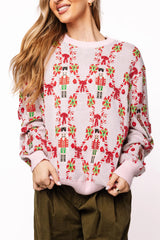 Light Pink Nutcracker & Candy Cane Sweater