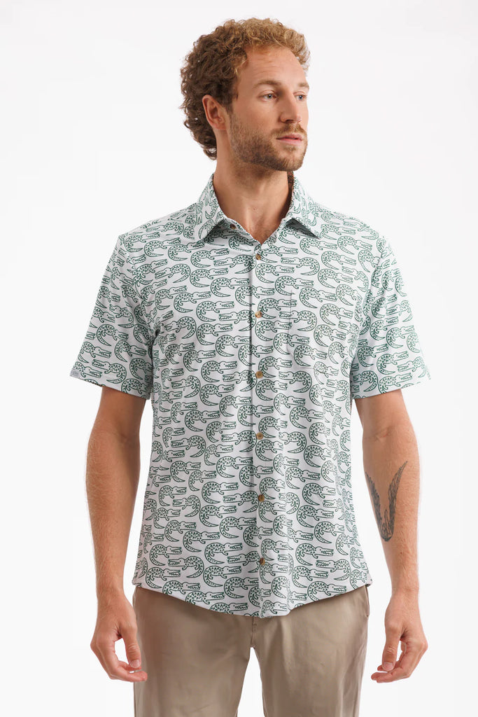 BOATYARD BUTTON DOWN, MEN'S PALM PLACE,  LIGHT BLUE CLASSIC