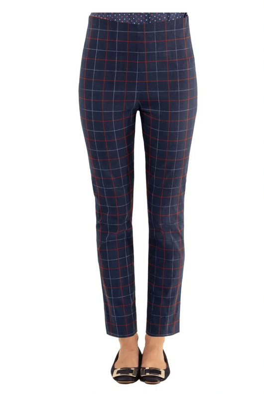 GripeLess Pull on Pants - Tattersall Navy