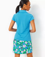 UPF50+ Luxletic Frida Scallop Polo Top - Lunar Blue