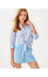 Lilo Linen Short - Blue Peri X Resort White