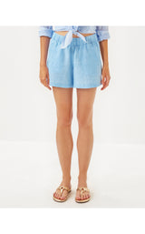 Lilo Linen Short - Blue Peri X Resort White