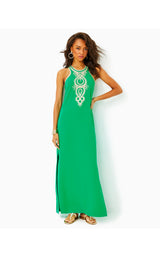 Taylane Embroidered Maxi Shift Dress - Brazilian Green