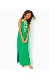 Taylane Embroidered Maxi Shift Dress - Brazilian Green