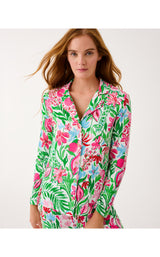 PJ Knit LS Button-Up Top - Multi Glowing Gardens