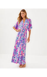 Wisteria Elbow Sleeve V-Neck Maxi Dress - Totally Koalafied