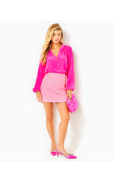 Kels Mini Skirt - Pink Palms Fantasy Tweed