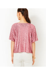 Cressida Knit Top - Conch Shell Pink Treasure Box Sequin Knit