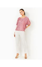 Cressida Knit Top - Conch Shell Pink Treasure Box Sequin Knit