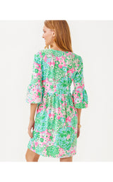 Jannie V-Neck 3/4 Sleeve Dress - Plumes In Bloom