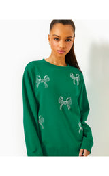 Ballad Long Sleeve Sweatshirt - Fiddle Leaf Green Bow Embellishment