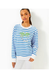 Ballad Long Sleeve Sweatshirt - Blue Stream Stripe Twin Palms