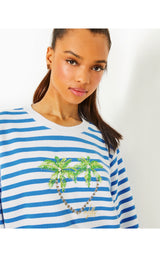 Ballad Long Sleeve Sweatshirt - Blue Stream Stripe Twin Palms