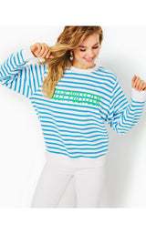 Ballad Long Sleeve Sweatshirt - Lunar Blue Striped Lilly Pulitzer Embroidered Sweatshirt