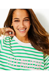 Ballad Long Sleeve Sweatshirt - Spearmint Striped Lilly Pulitzer Embroidered