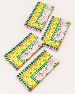 Printed Dinner Napkin Set - Finch Yellow Tropical Oasis Engineered Napkins