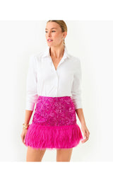 Charmain Mini Skirt - Passion Fruit Pink Petal Party Metallic Brocade