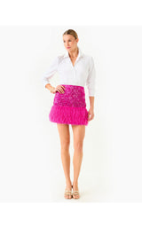 Charmain Mini Skirt - Passion Fruit Pink Petal Party Metallic Brocade