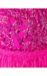 Charmain Mini Skirt - Passion Fruit Pink Petal Party Metallic Brocade