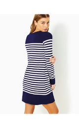 Kenley Long Sleeve Crewneck Dress - True Navy Riviera Stripe