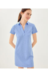 UPF50+ Dune Short Sleeve Dress - Heathered Jacaranda Blue
